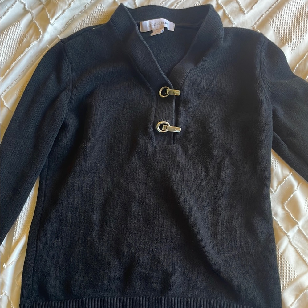 Black Turtleneck Sweater with Toggle Closures